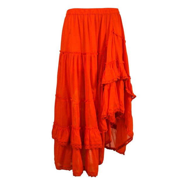 Unie Foncé Rouge Longue Coton Jupe srdthQ