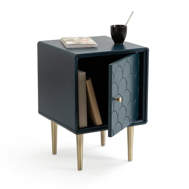 Comodino 1 anta reversibile, luxore blu di prussia La La Redoute Interieurs Comodino O Tavolino Luxore Taglia