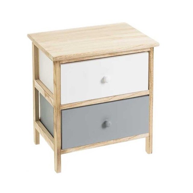 Table De Chevet 2 Tiroirs Blanc Et Gris Gris Wadiga La Redoute