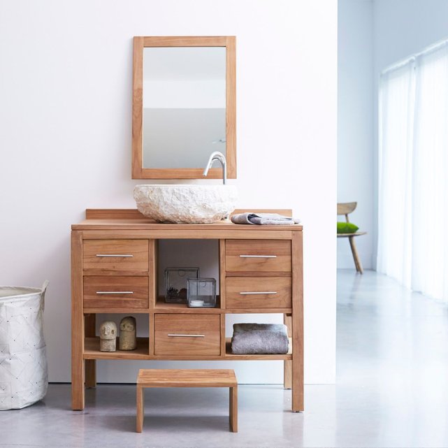 Meuble Salle De Bain En Teck Brut 100 Galyno Naturel Tikamoon La