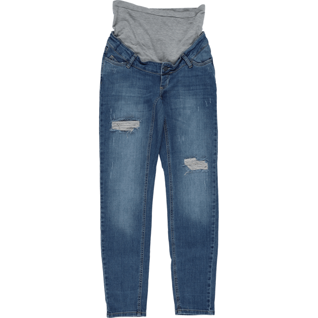 Mamalicious Jeans Grossesse Femme - Taille Mi-Haute - Coton Recyclé - Coupe Étroite Avec Bandes Élastiques