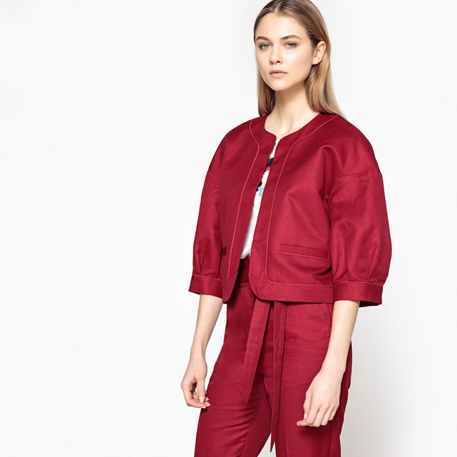 red linen jacket