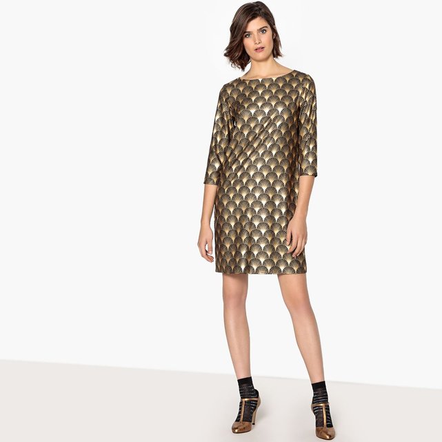 De Soirée Doré Robe Géométrique Imprimée fgIYy6b7v