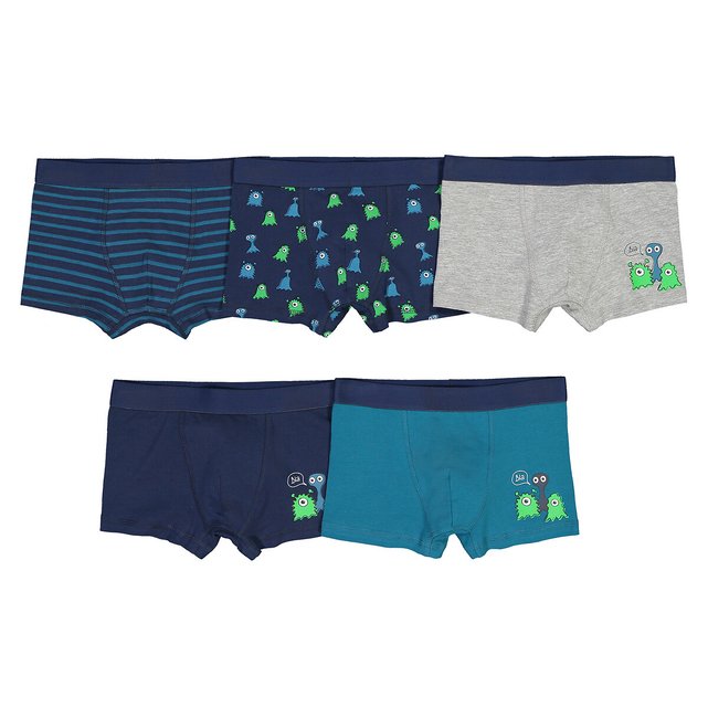 Lote de 5 boxers em algodão biológico, dos 2/3 aos 10/12 anos  LA REDOUTE COLLECTIONS image 0