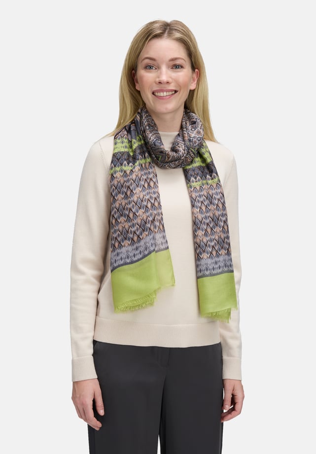 Foulard Betty Barclay Authentique - Soie 100% Noir Et Blanc Floral - Occasion