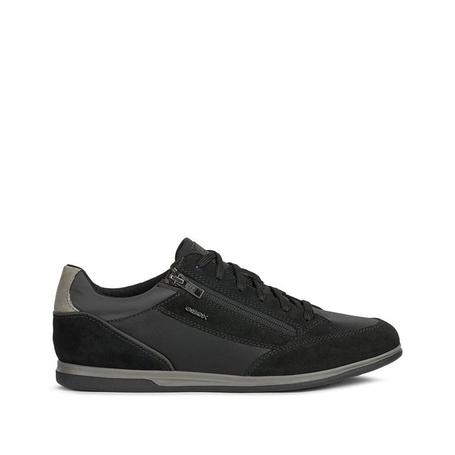 geox black leather trainers
