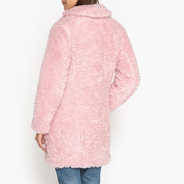 Manteau long aspect peluche rose Samsoe And Samsoe | La Redoute Manteau long aspect peluche rose Samsoe And Samsoe | La Redoute