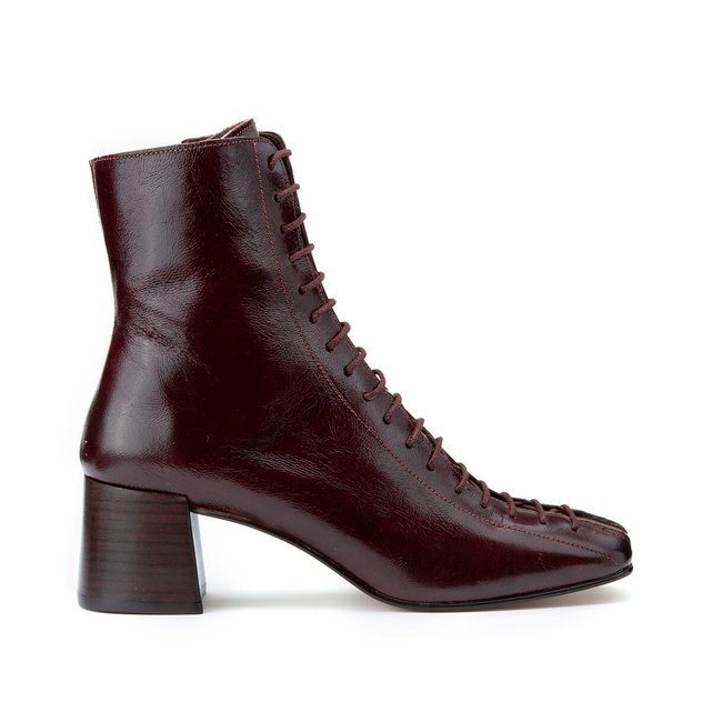 Adela aged leather lace-up boots brown 