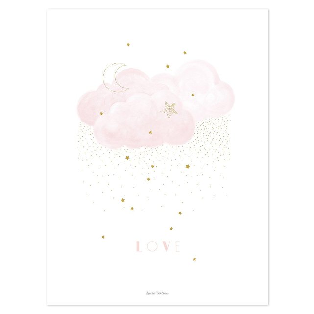 Affiche Bebe Nuage Et Etoiles Made In France Rose Lilipinso La Redoute