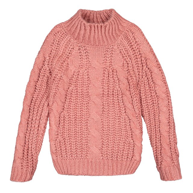 high neck pink jumper