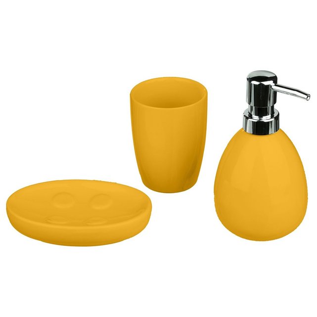 Coffret Accessoires De Salle De Bain Sun 3 Pieces Jaune