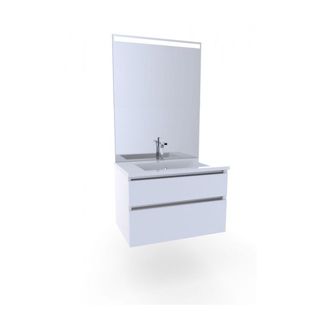 Meuble Salle De Bain Avec Vasque Blanche 80 Cm Blanc Home Bain