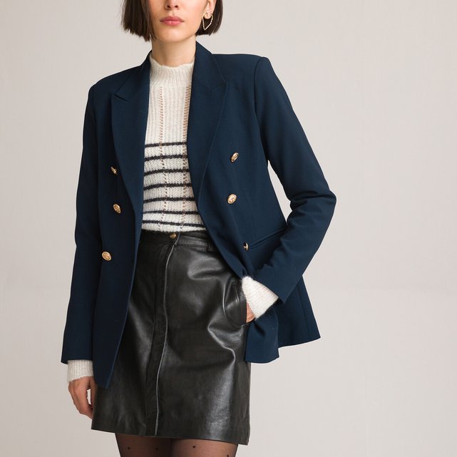 Recycled fitted military blazer navy blue La Redoute Collections | La 