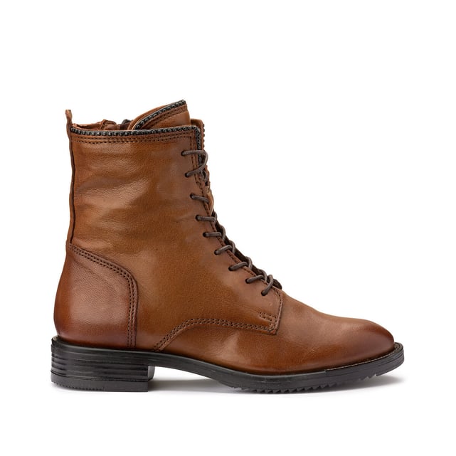Botines Planos De Piel Con Cordones Mjus | Querol