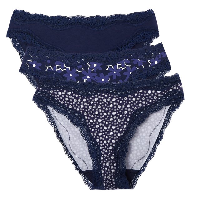 Lote de 3 cuecas estampadas e com renda  LA REDOUTE COLLECTIONS image 0