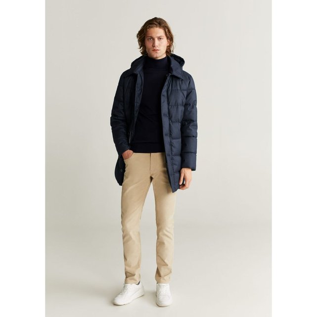 Doudoune anorak matelassé à capuche amovible Mango Man | La Doudoune anorak matelassé capuche bleu marine foncé Mango