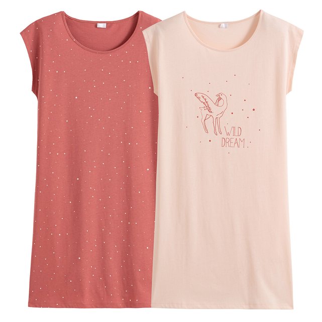 Lote de 2 camisas de dormir, em puro algodão  LA REDOUTE COLLECTIONS image 0