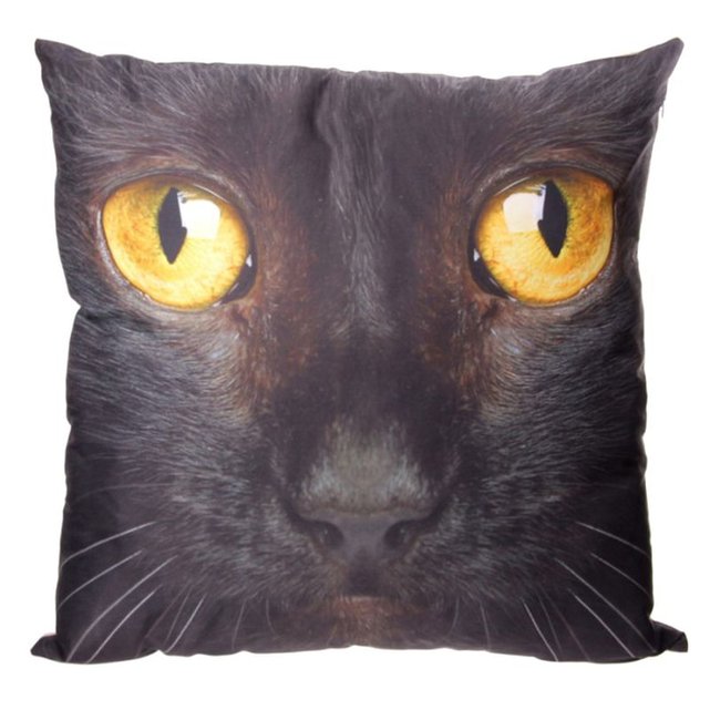 Coussin motif chat noir en housse ™