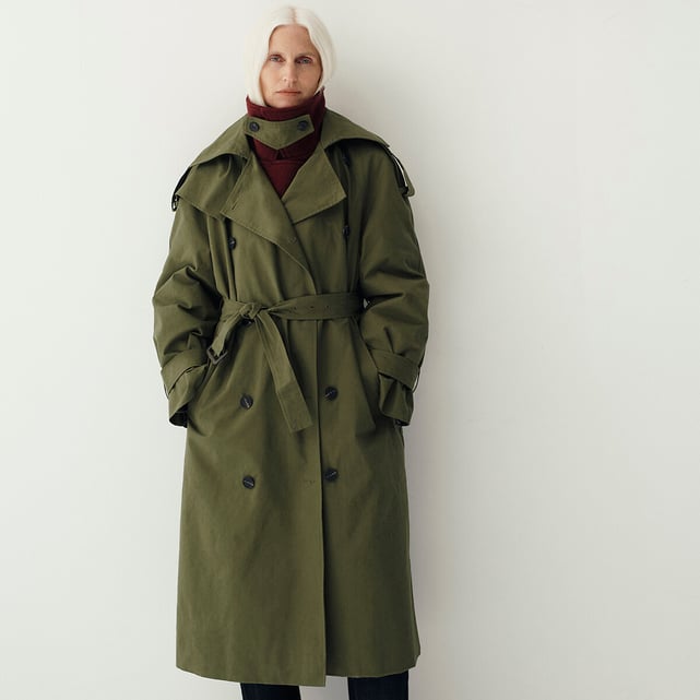 2 in 1 trench coat with belt and button fastening, khaki green, La