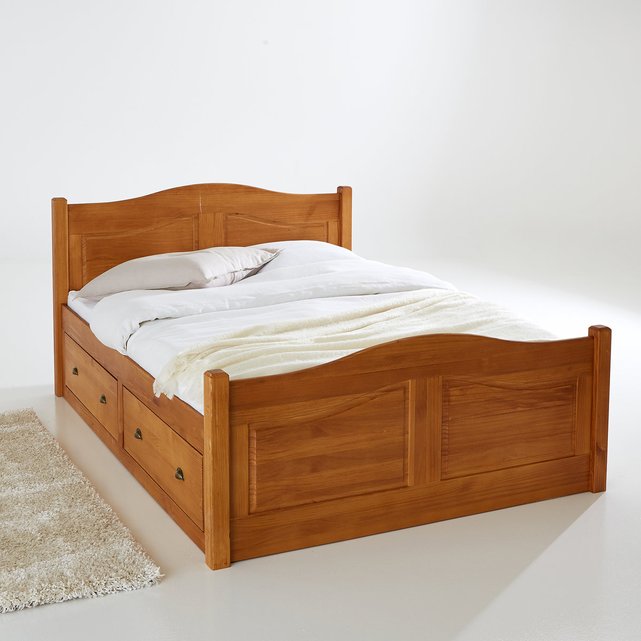 Cama con 4 cajones de pino macizo authentic style encerado ...