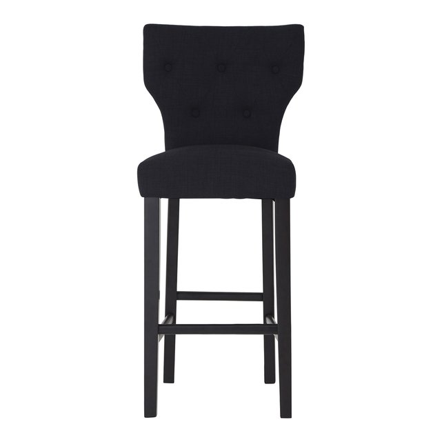 Bar chair in black fabric with black rubberwood legs ...