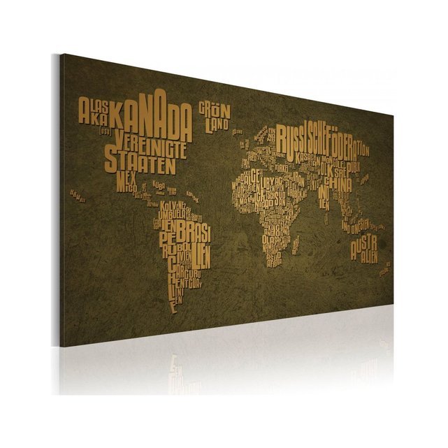 Un Lit Pour Des Vins Allemands Tableau carte du monde en allemand: continents beiges multicolore