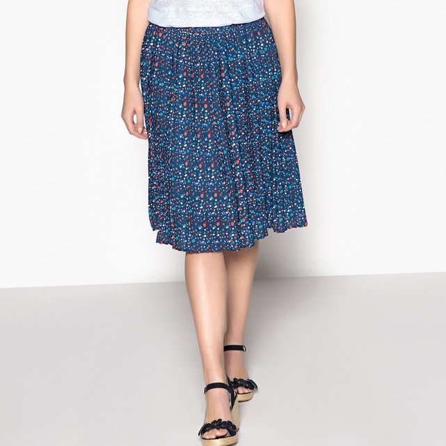 Printed pleated skirt , print/navy background, Anne Weyburn | La Redoute
