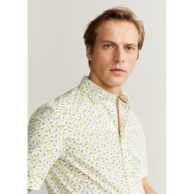 Chemise Slim Fit Coton Imprimée Blanc Mango Man La Redoute