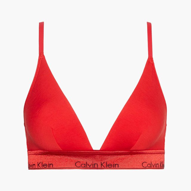 Modern holiday triangle bra in cotton mix, intense red, Calvin