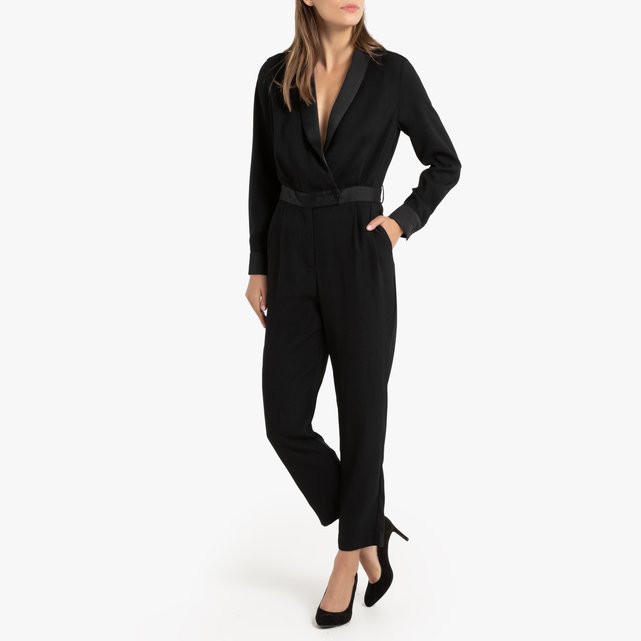 tuxedo jumpsuit black