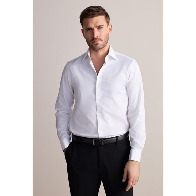 Chemise Homme NEXT Signature - 100% Coton - Taille Col 15" - Coupe Régulière - Manches Double Poignet - Neuf Étiqueté