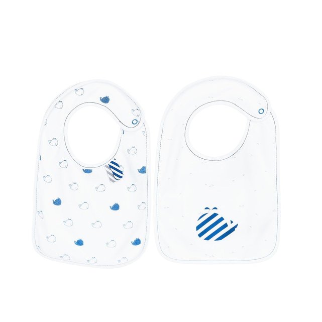 Lot De 2 Bavoirs Bebe Blue Baleine Blanc Sauthon Baby Deco La Redoute