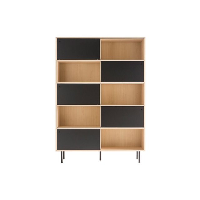 bibliothque design en bois avec portes coulissantes noires domino miliboo image 0 - Bibliotheque Bois Clair bibliothque design en bois avec portes coulissantes noires domino miliboo image 0 - Bibliotheque Bois Clair