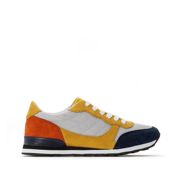 Colour block faux suede trainers with 