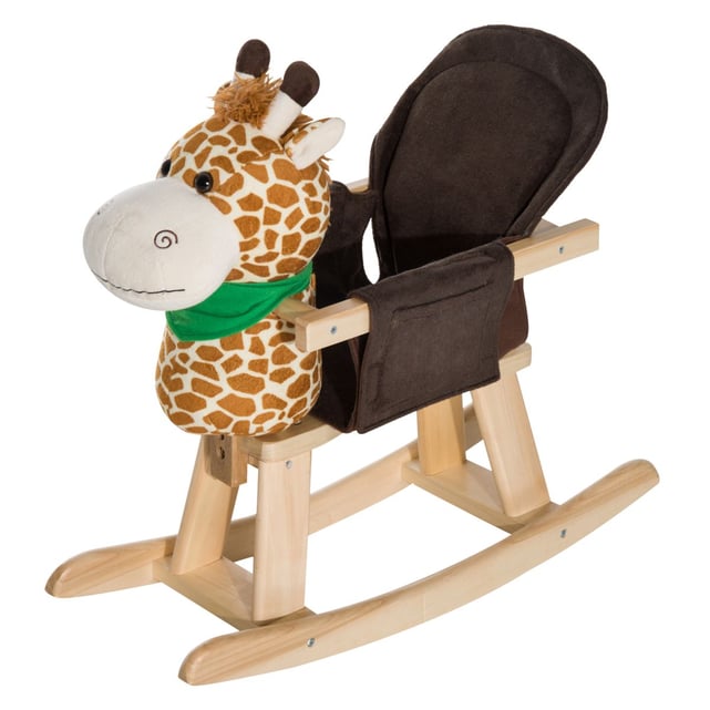 Cheval à Bascule Girafe En Peluche - Pour Bébé Dès 1 An, Anti-Basculement