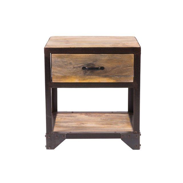 Table De Chevet Design Industriel Industria Bois Brut Miliboo La