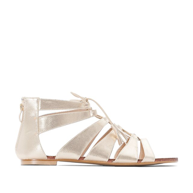 Wide fit flat sandals , gold-coloured 