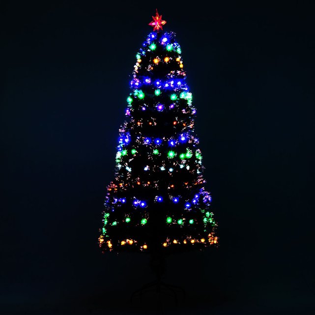 Sapin de noël artificiel lumineux fibre optique led 220 branches étoile