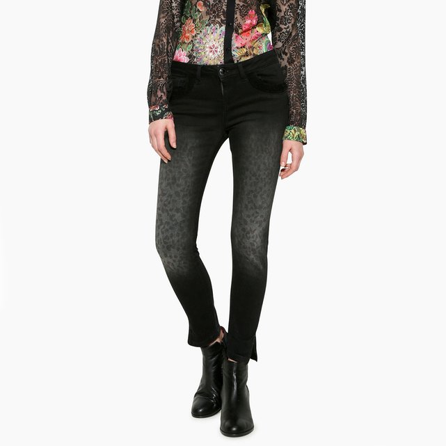 Skinny Leopard Print Jeans Black Denim Desigual La Redoute Skinny Leopard Print Jeans Desigual Image 0