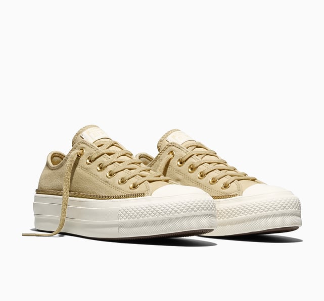 Chuck taylor all star lift ox side zip trainers, yellow, Converse
