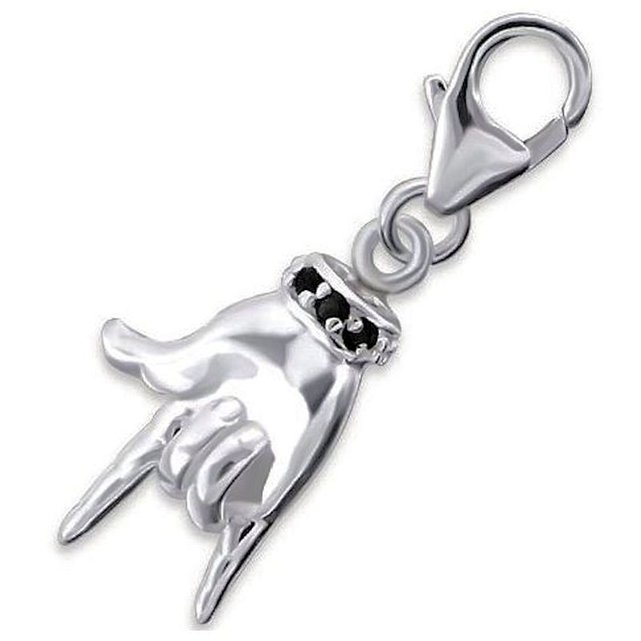 Pendentif argent rhodi/é main porte bonheur italien 1001 Bijoux