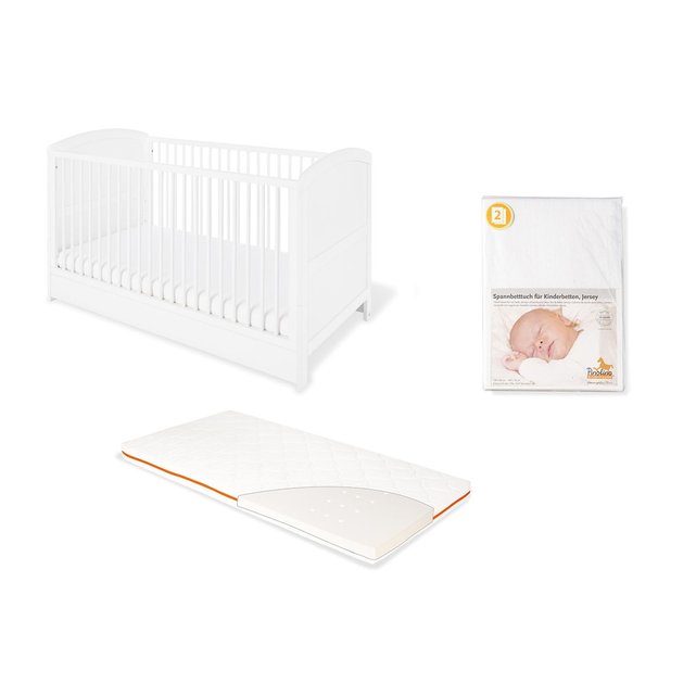 Lit Bebe Evolutif Laura 70 X 140 Matelas Luna Up Et Deux Draps Housse Blancs Pinolino La Redoute