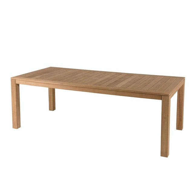 Table de jardin contemporaine rectangulaire en bois de teck 220x100cm