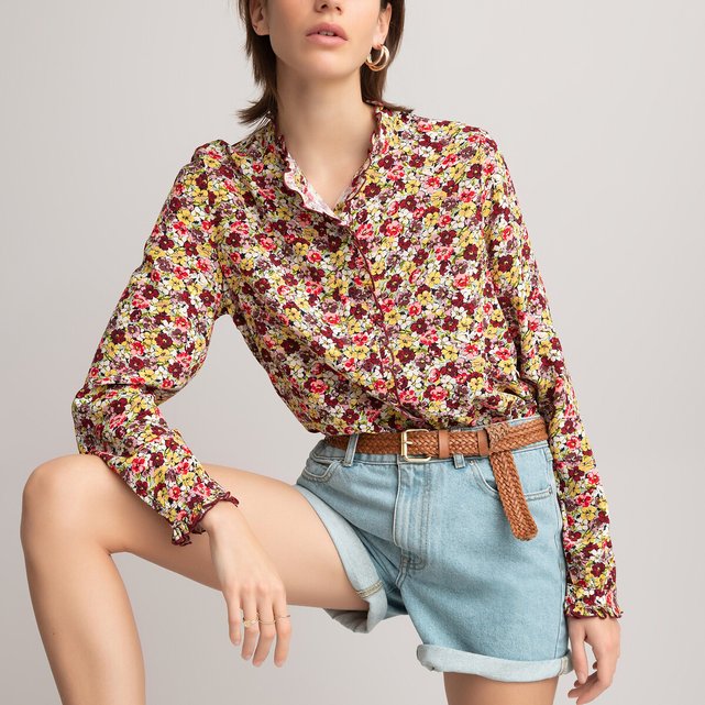 Blouse Col Montant Imprime Floral Manches Longues Imprime Fleurs Multicolore La Redoute Collections La Redoute