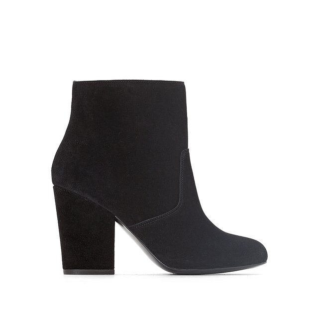 High-Heeled Leather Cowboy Ankle Boots