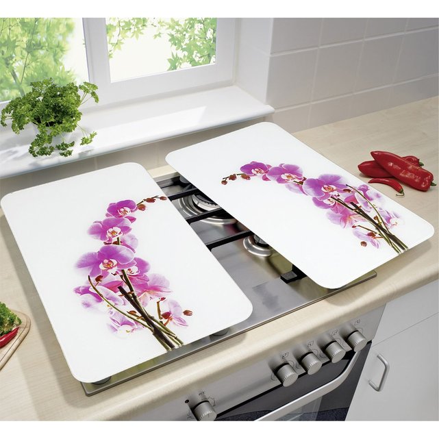 2 couvre-plaques universel - fleur d'orchidée Couleur blanc Wenko