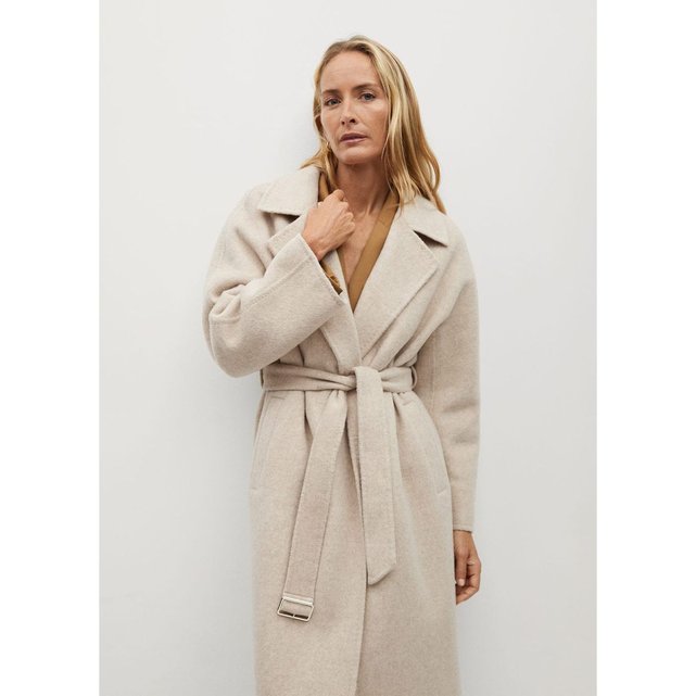 Manteau en laine avec ceinture écru Mango | La Redoute Manteau fourrure synthétique écru Mango | La Redoute