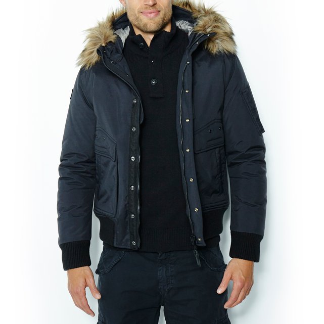 short jacket with fur hood