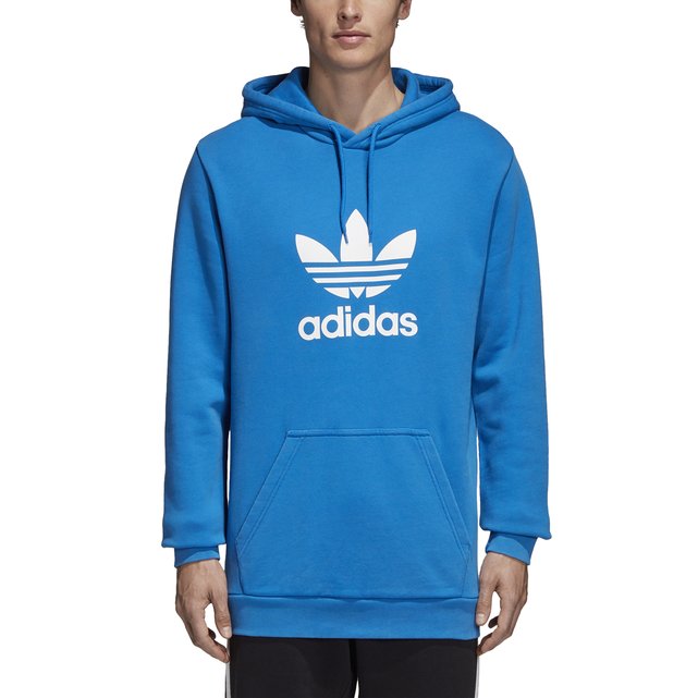 Hoodie with printed logo on front , turquoise blue, Adidas Originals ...