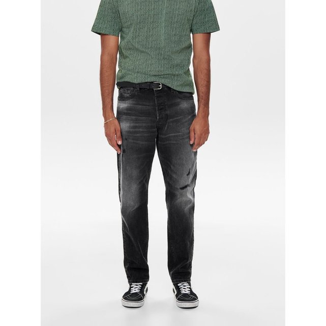 Jean Coupe Fuselee Onsavi Noir Delave Coupe Droite Noir Black Denim Only Et Sons La Redoute